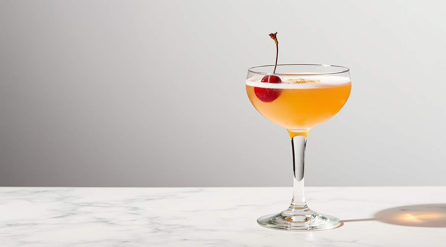 Fumigator Flip cocktail in a coupette glass