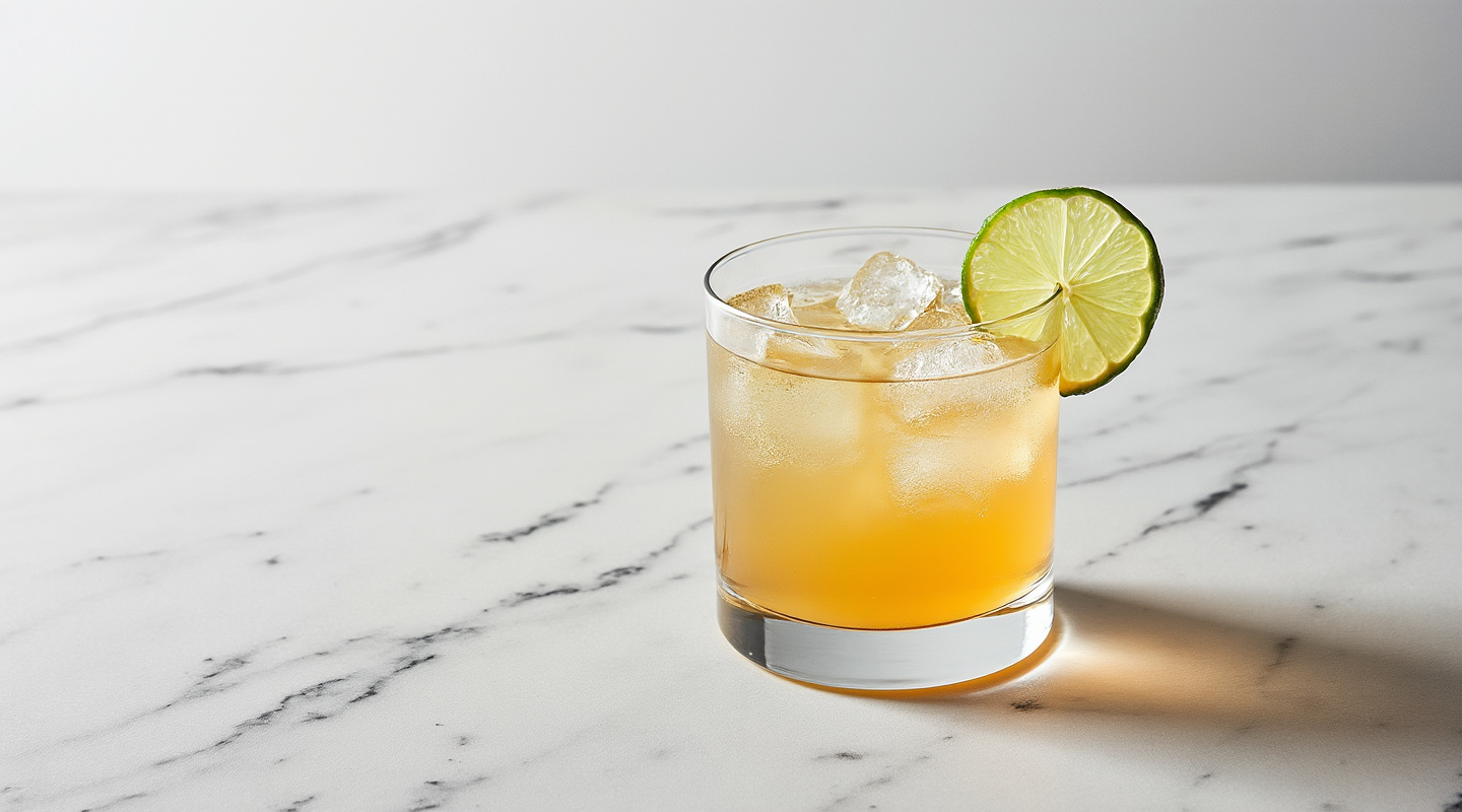 A refreshing cocktail garnished with lime zest