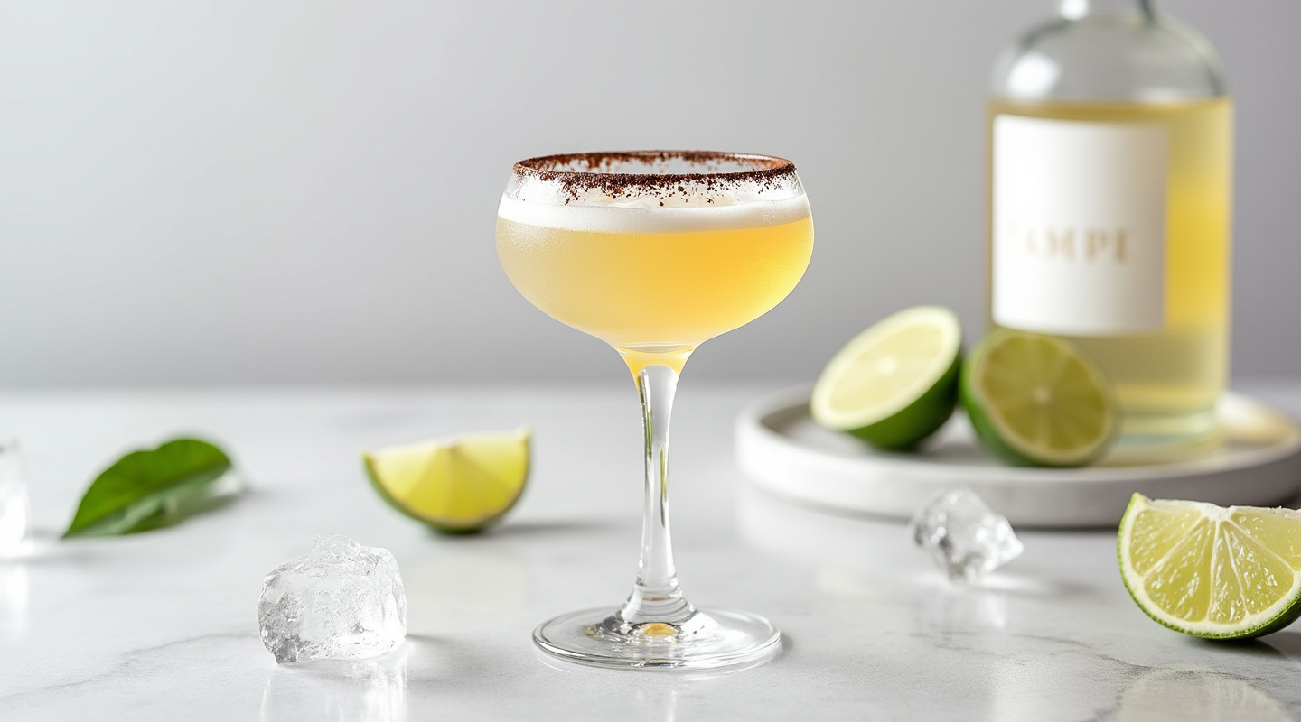 Mulata Daisy Cocktail with a Chocolate Powder Rim