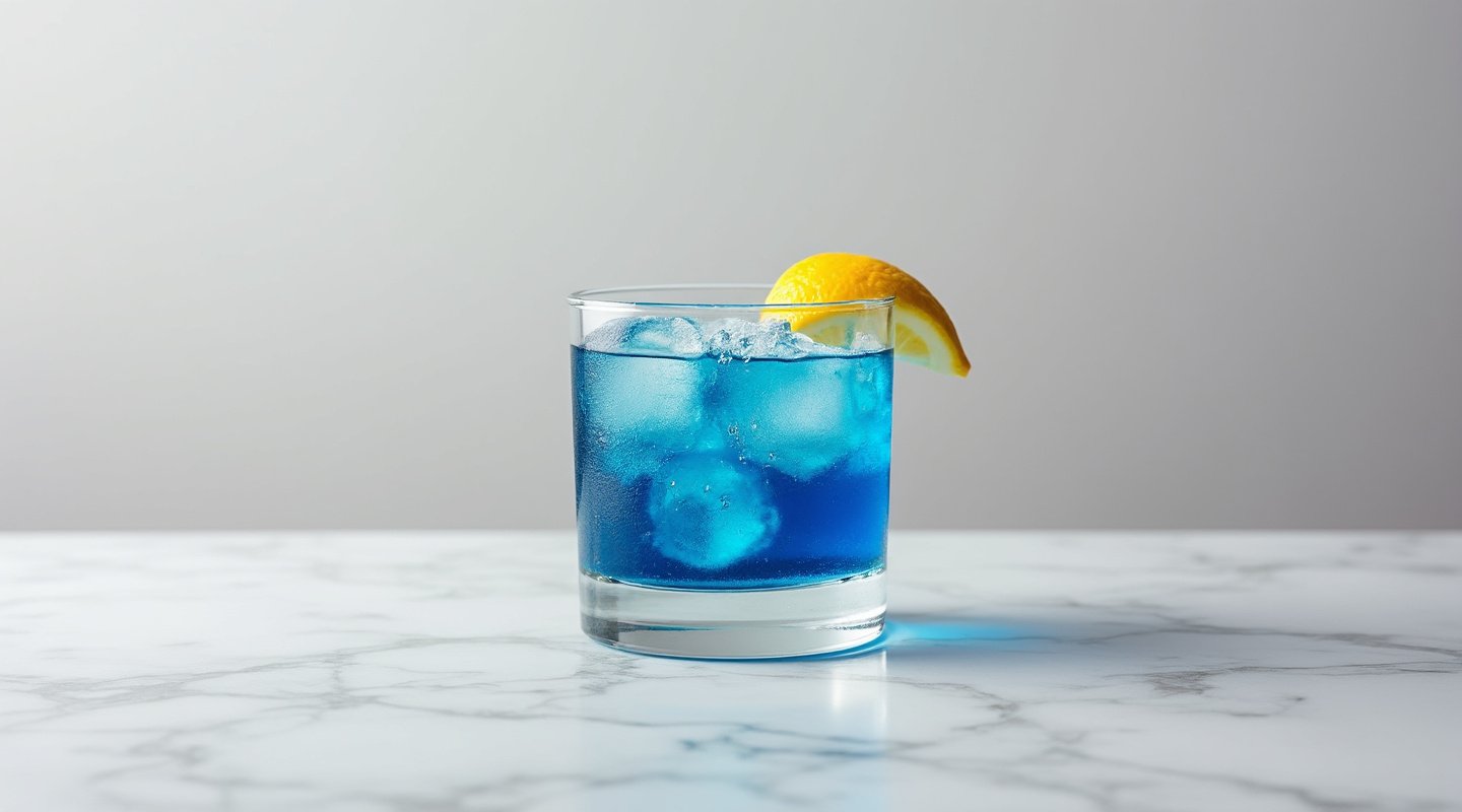 Blue Blazer Cocktail in a Snifter Glass with Flames