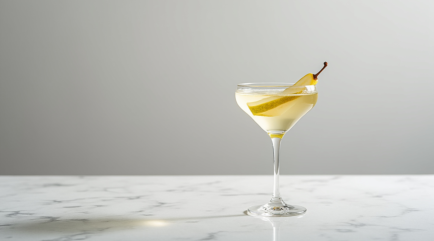 Pear Martini with a pear wedge