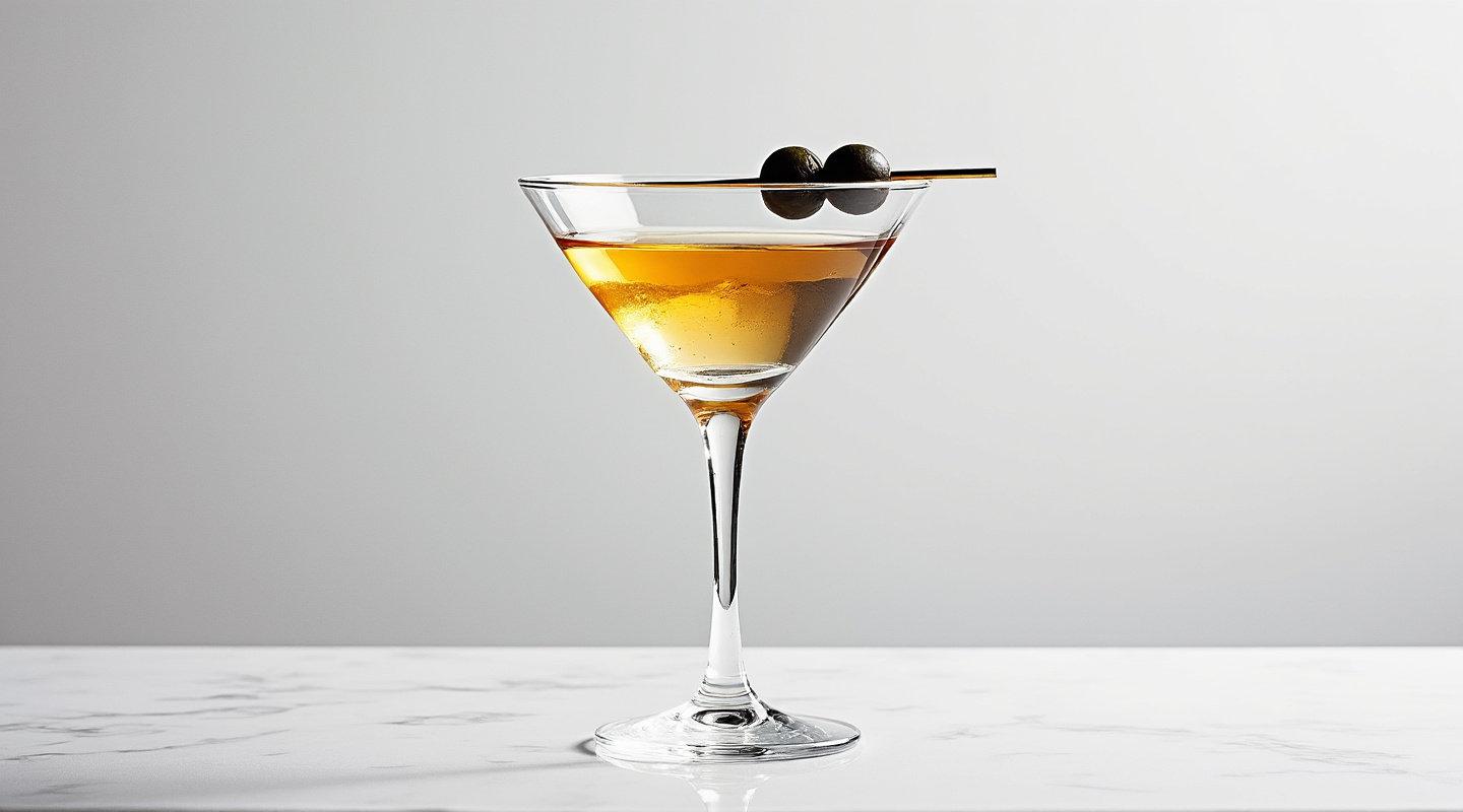Roosevelt Martini in a glass with olives