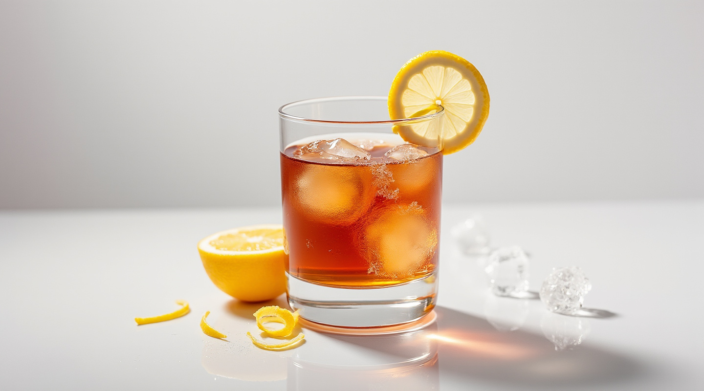 Hot Wine Lemonade in a toddy glass with a lemon twist garnish