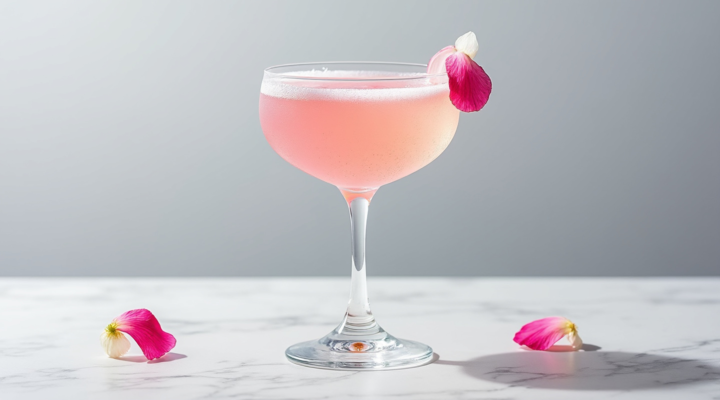 Rosie Lassi Cocktail in a Coupe glass