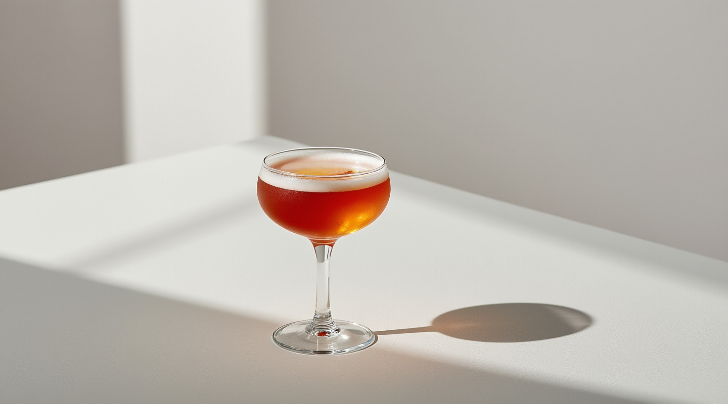 Creole Contentment cocktail in a coupe glass