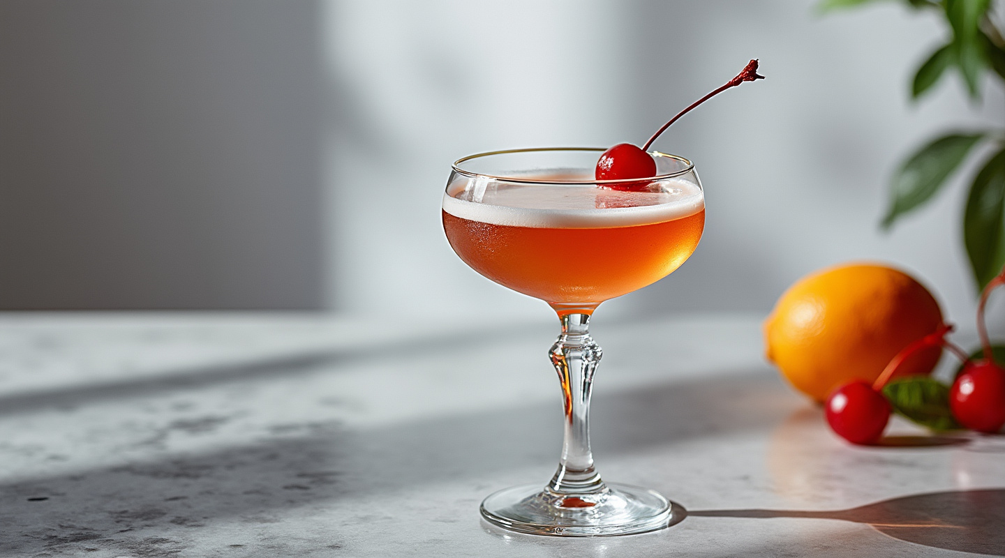 The Ansonia Cocktail in a chilled coupe glass