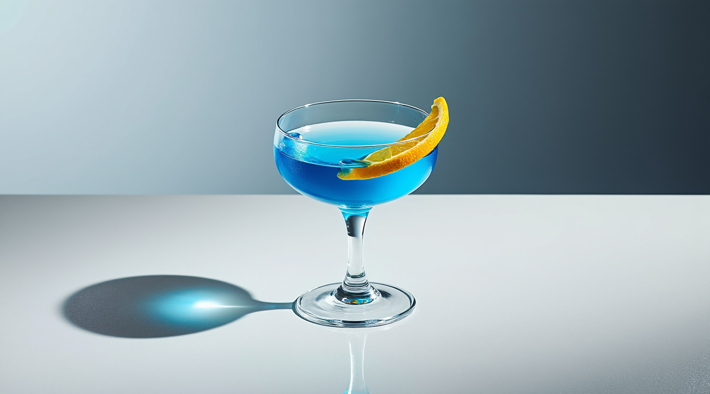 Blue Train cocktail in a Coupe glass