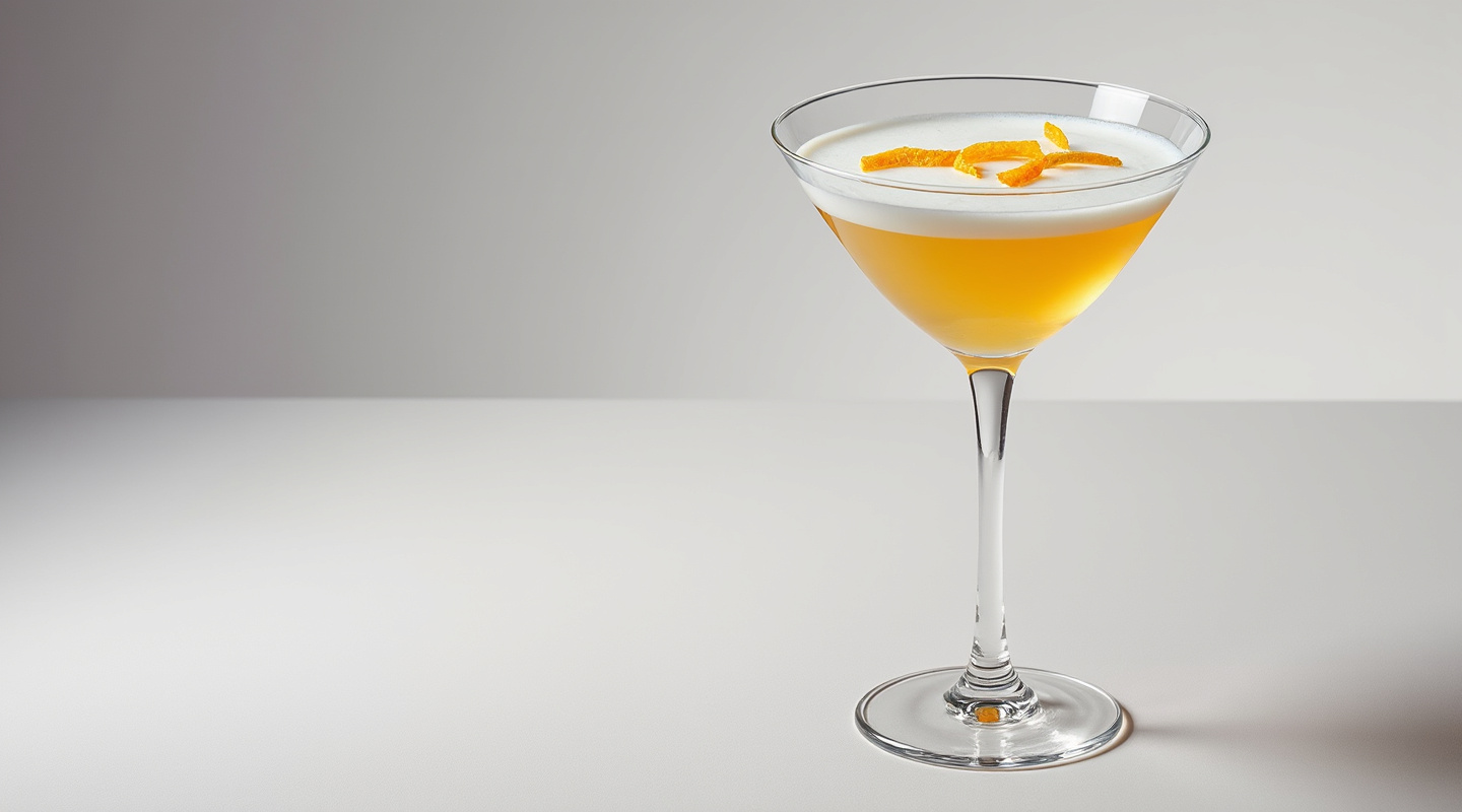 Brazen Martini in a chilled glass with orange zest garnish
