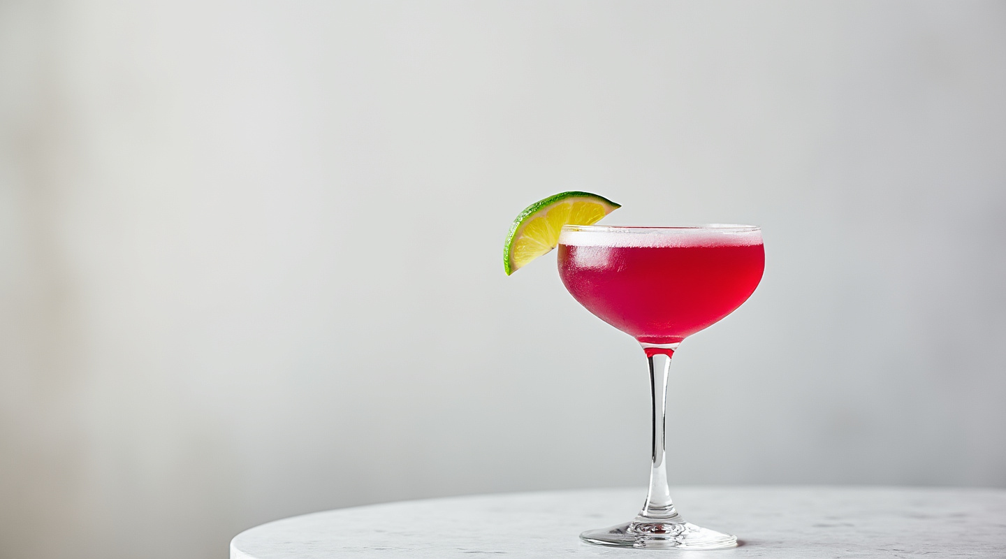 A vibrant red Beetroot & Vanilla Daiquiri served in a coupe glass
