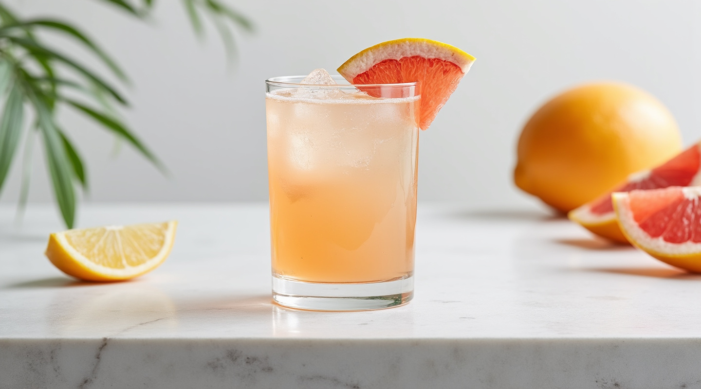Pearl Button cocktail served in a Collins glass