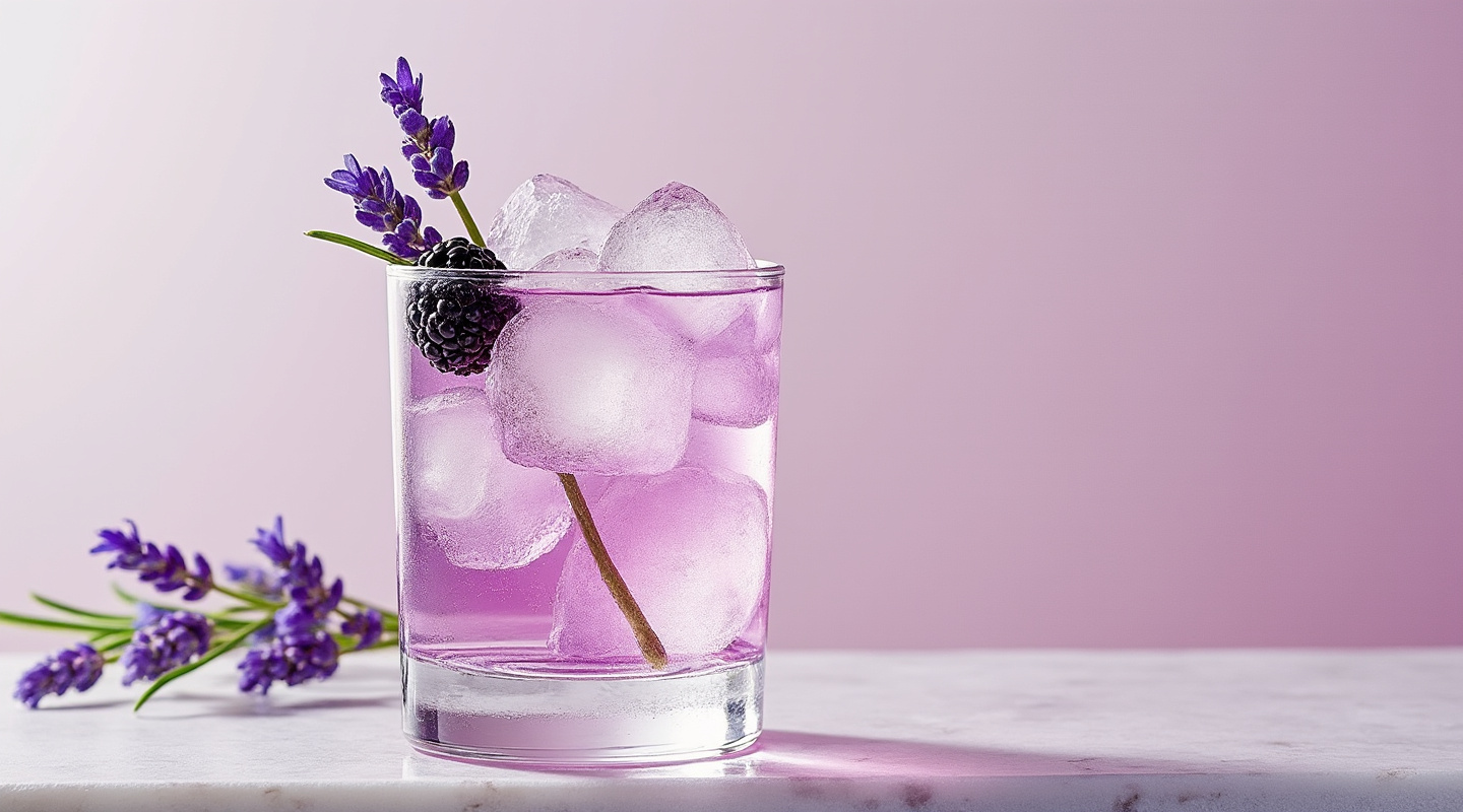 Mure & Lavender Batida cocktail served in a Collins glass