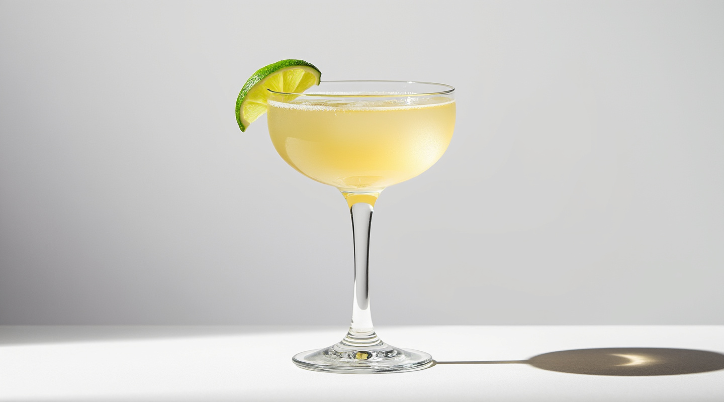 Cachaça Daiquiri in a chilled Coupe glass with a lime wedge