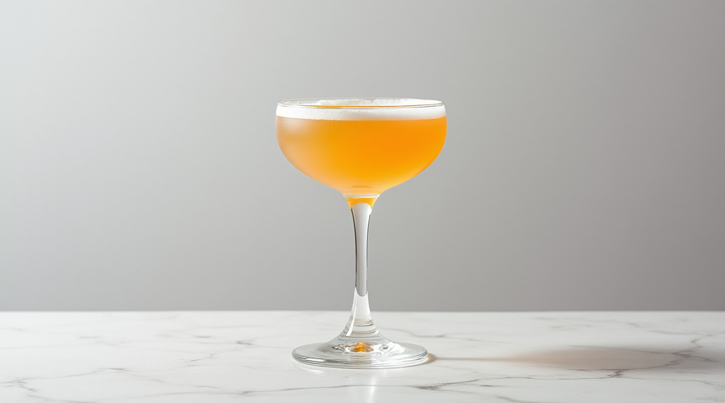 Mart-Inez cocktail served in coupe glass with orange zest twist garnish