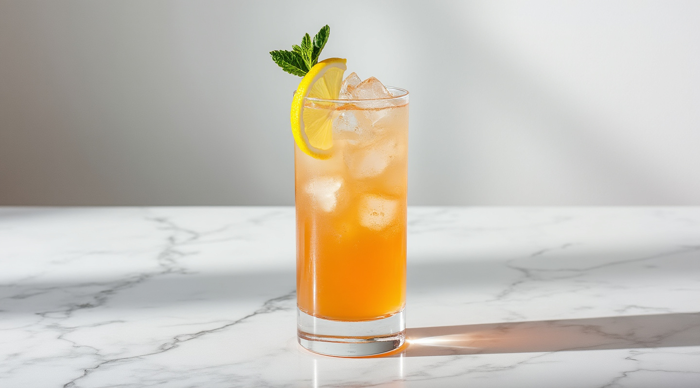 A spirited Chipotle Punch served in a highball glass filled with ice