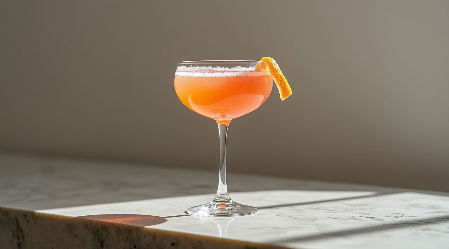 Bittersweet Victory Cocktail with a Grapefruit Zest Twist Garnish