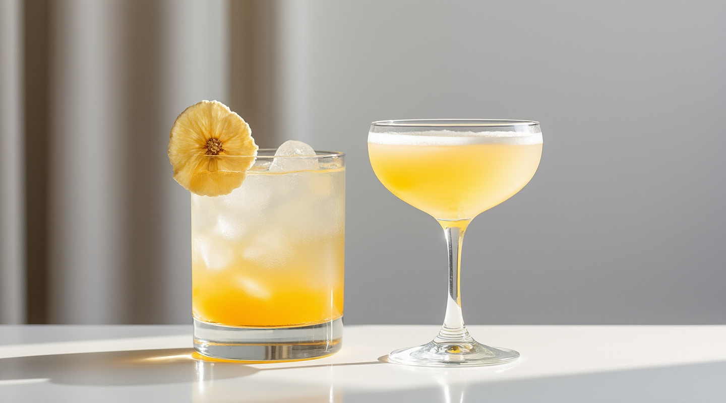 Let's Go Bananas cocktail in a coupe glass