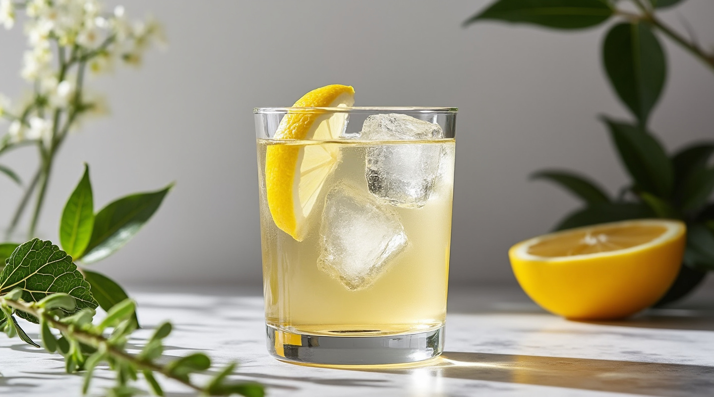 Czechmate cocktail served with a lemon wedge