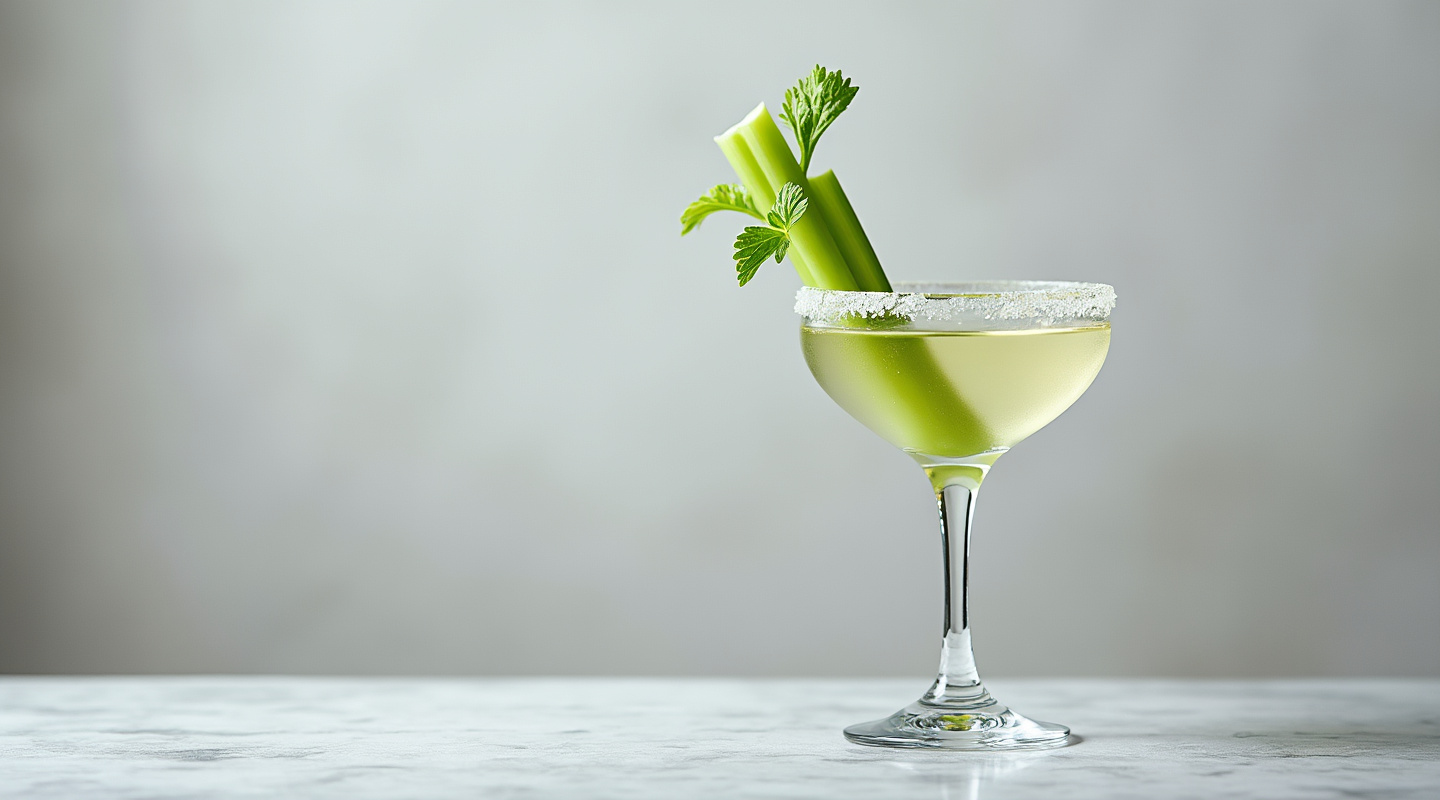 Celery Cocktail served in a pre-chilled Martini glass