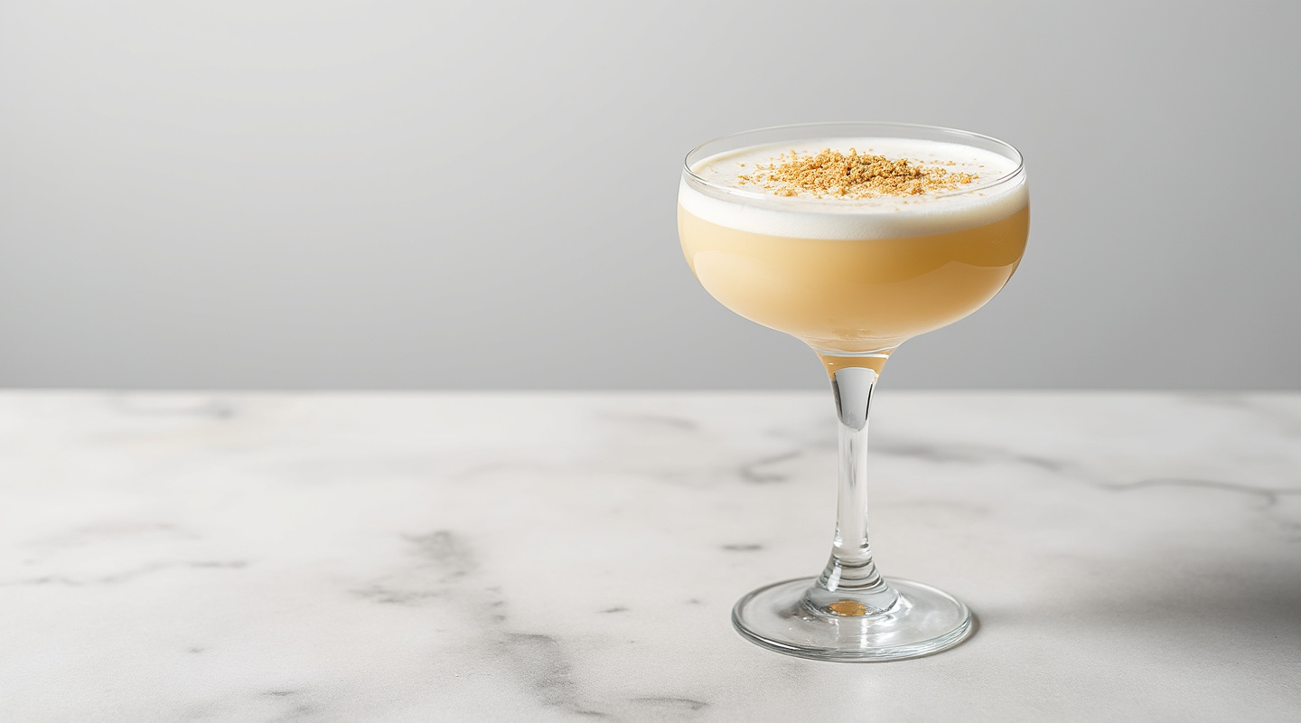 Koko Colada in a coupe glass garnished with nutmeg