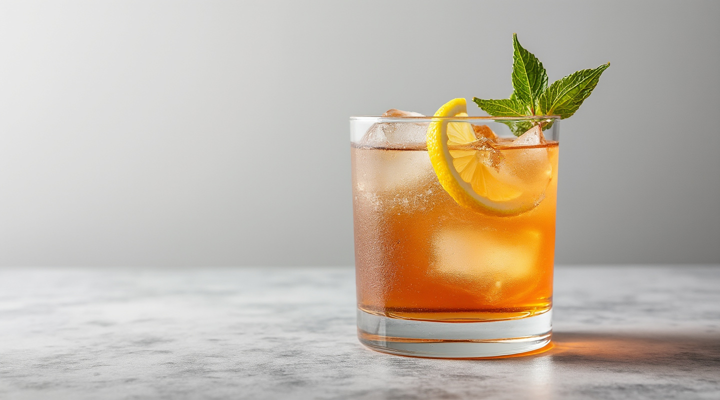 Le Premier Word cocktail in a glass with garnish and ice