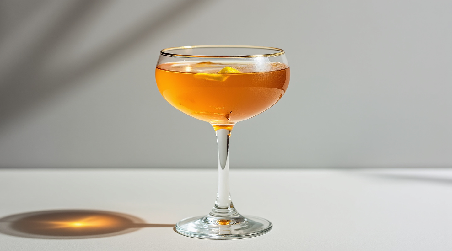 A refreshing Queen Street Cocktail served in a stylish Nick & Nora glass.
