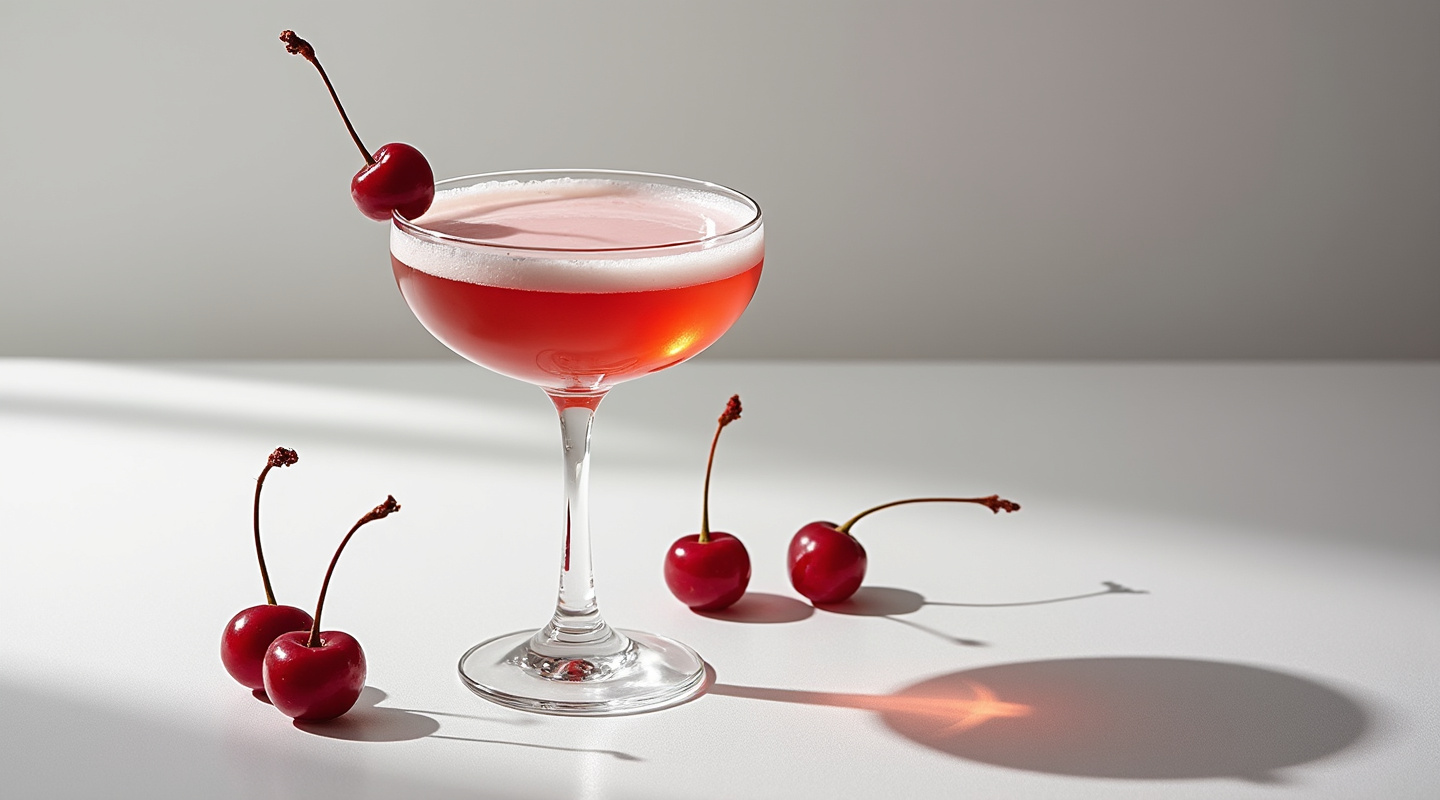 Cherry Alexander Cocktail in a Coupe Glass