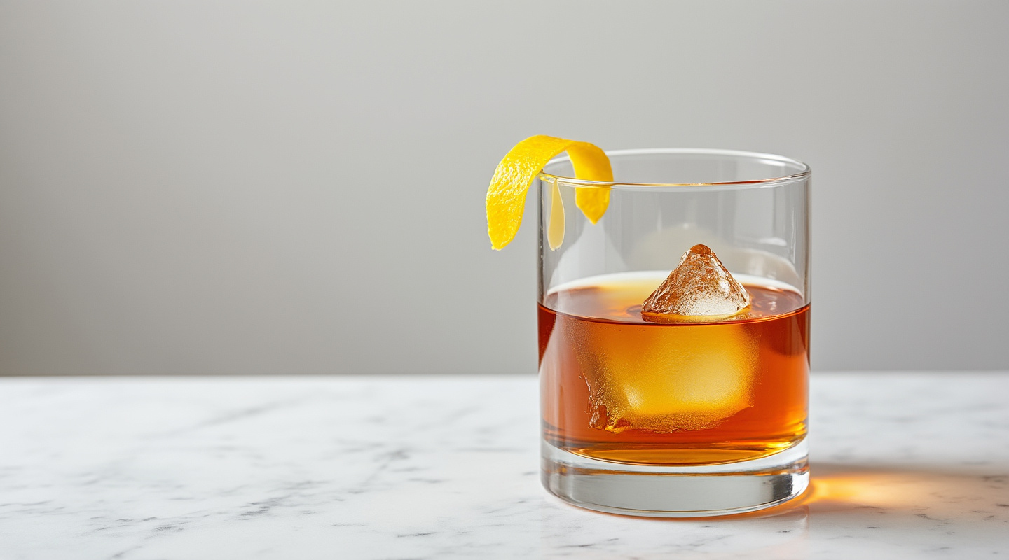 Sazerac cocktail served in an old-fashioned glass