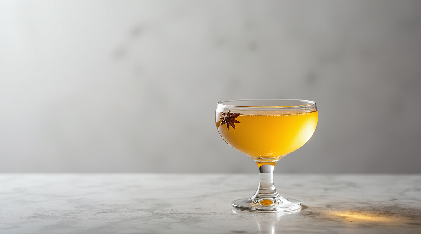 A coupe glass filled with The Absinthe of Normal cocktail