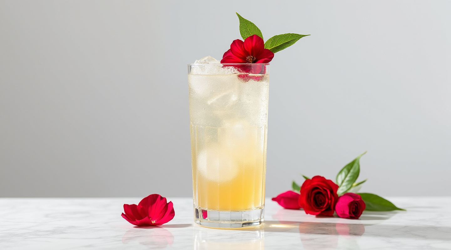 Bird of Paradise Gin Fizz cocktail in a chilled glass