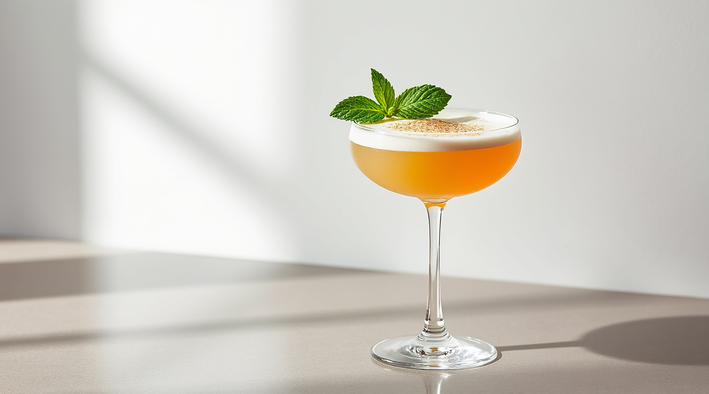Alexander's Sister cocktail served in a coupe glass with nutmeg dusting