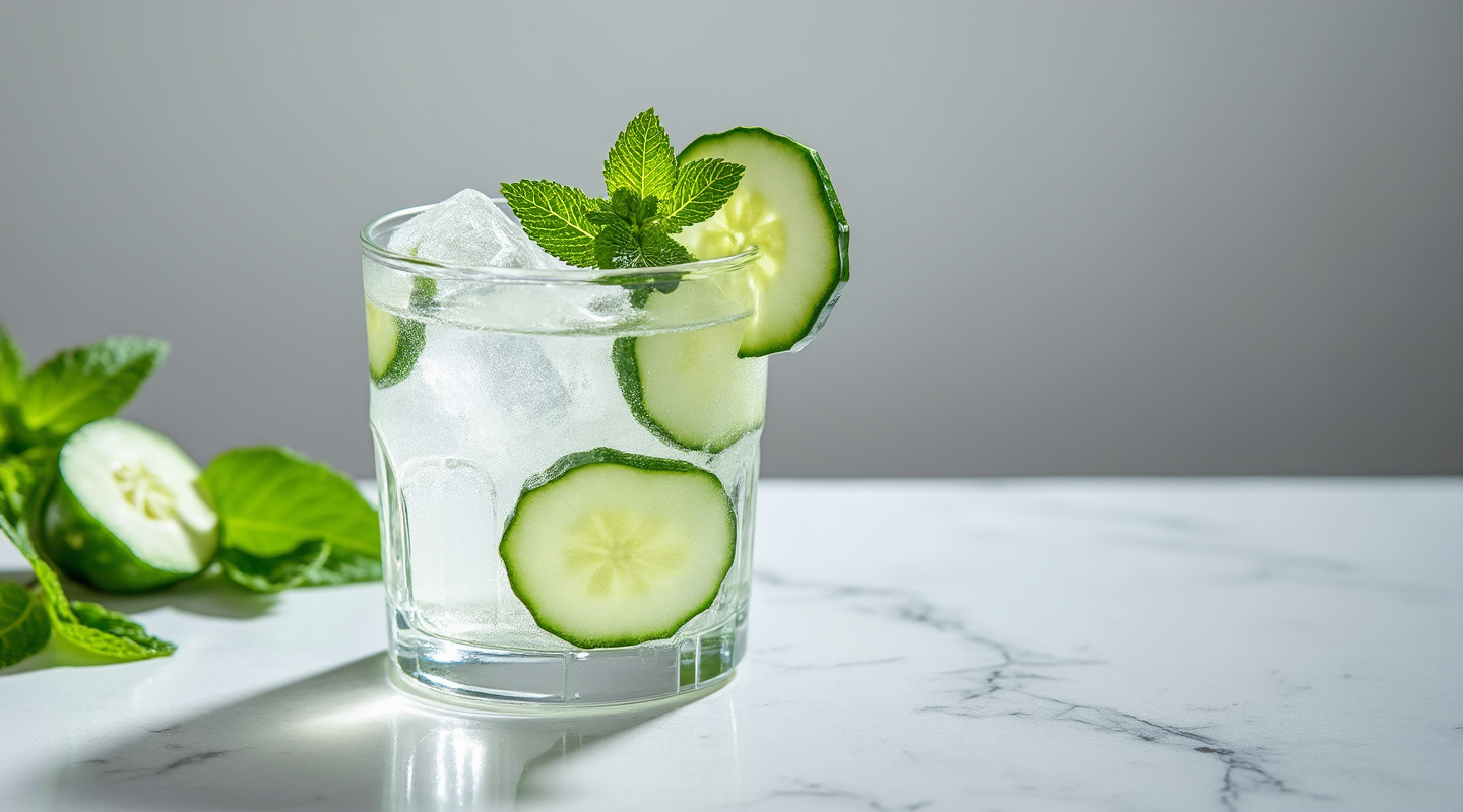 Old Maid cocktail with cucumber and mint