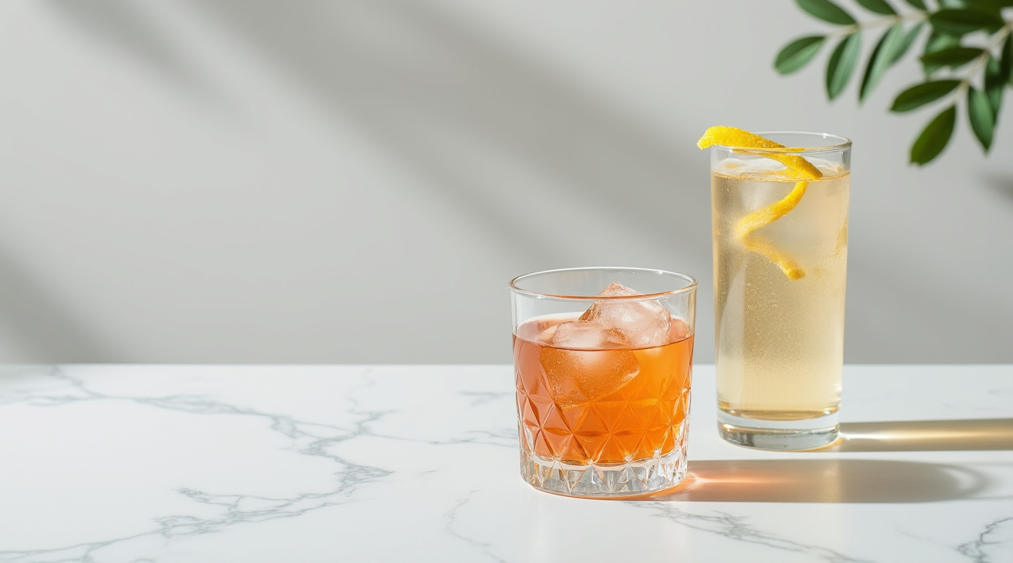 Ostend Fizz Royale cocktail served with a lemon zest twist