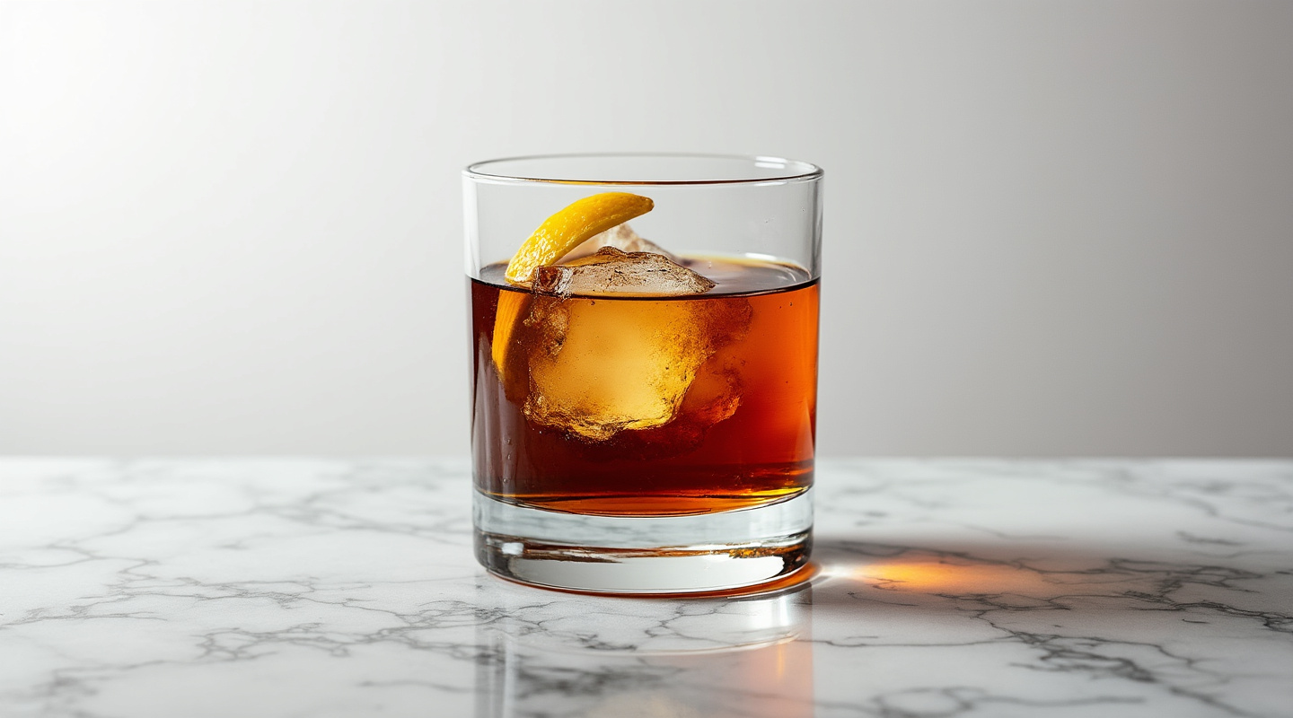 Black Fashioned cocktail with coffee and spiced rum