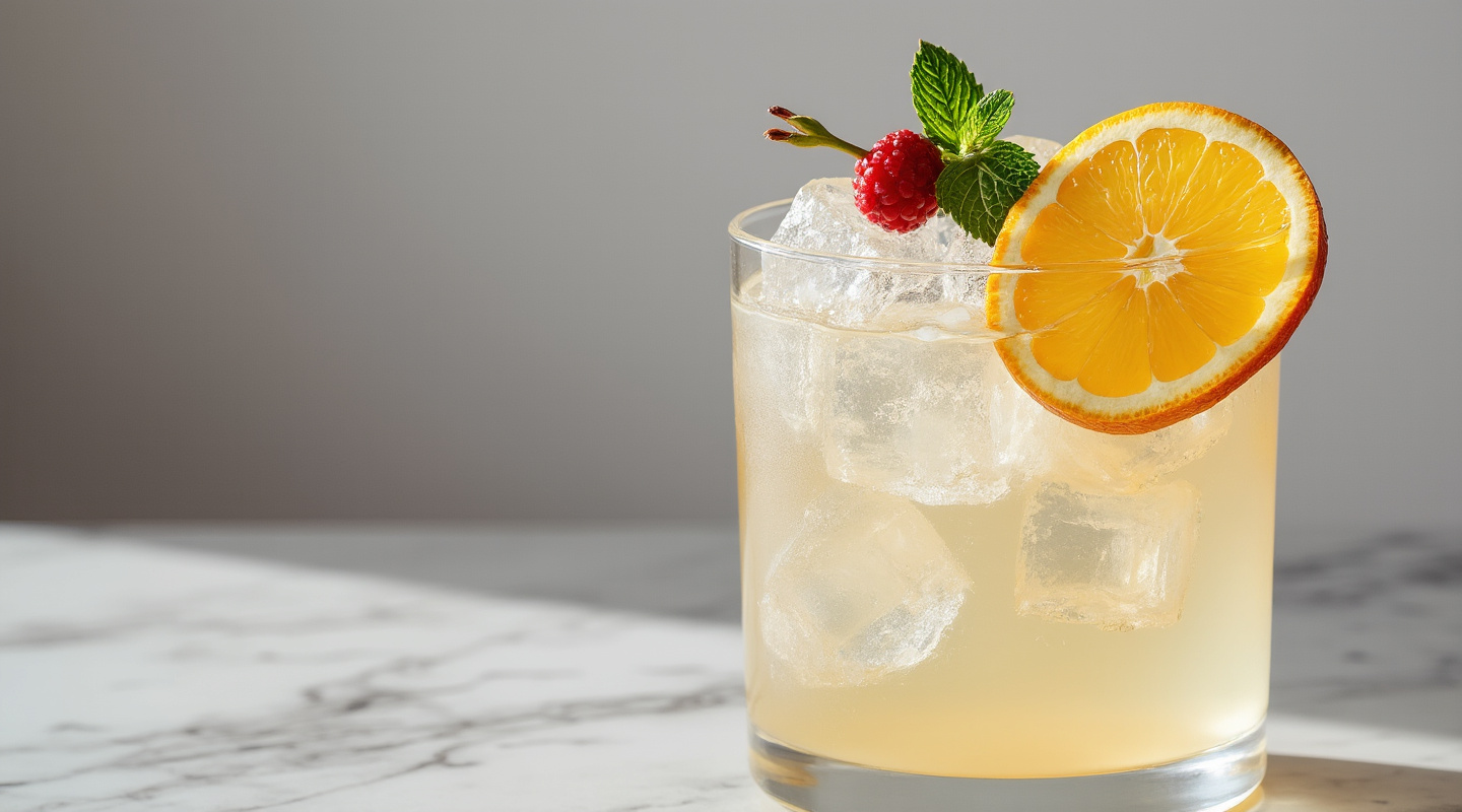 Bergamot & Coconut Cobbler Cocktail with garnish