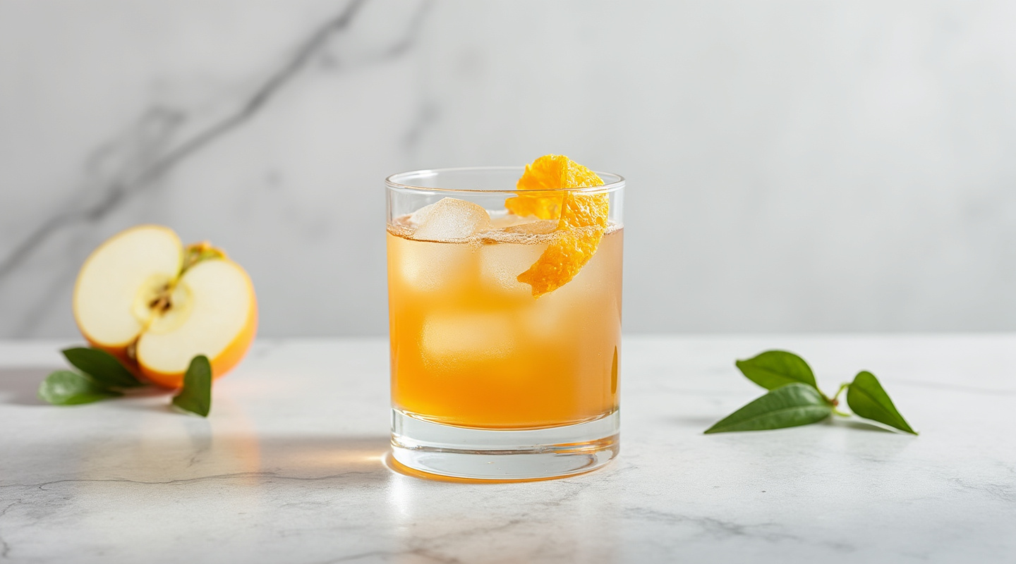 A Flannel cocktail served in a chilled glass with an orange zest twist.