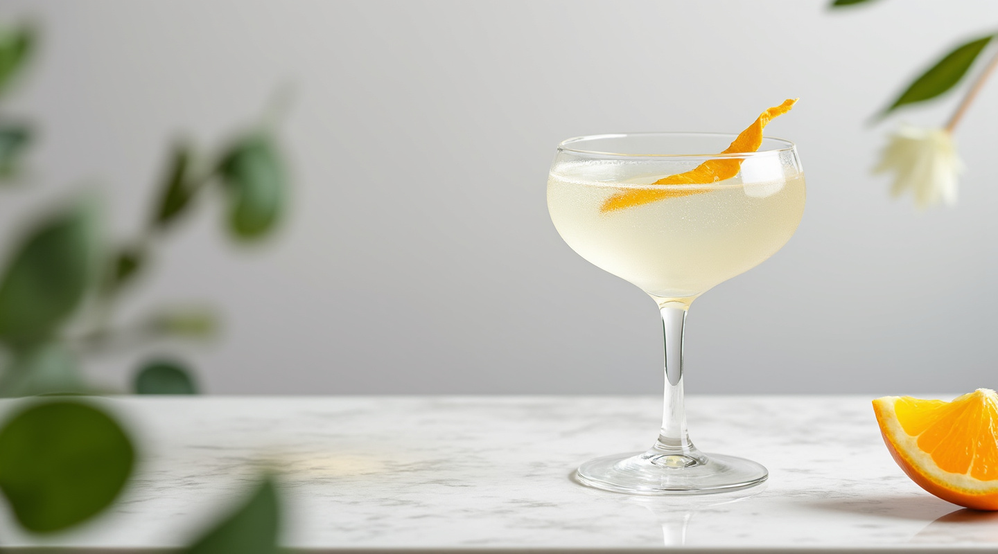Waterlily cocktail served in a coupe glass