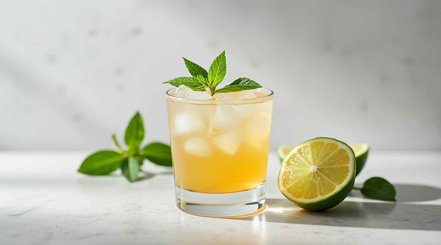 Pinga com Mel cocktail in a chilled shot glass