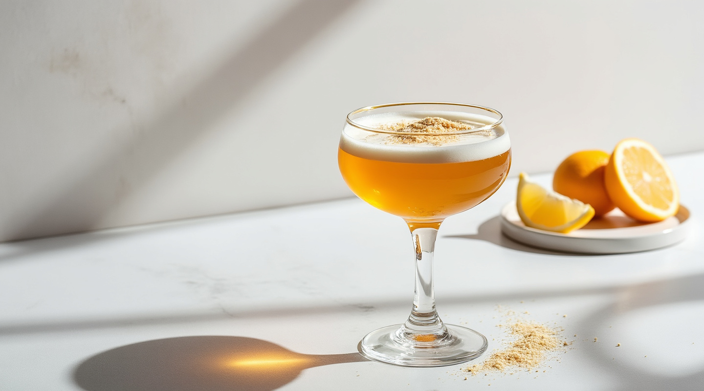 Gold El Camino cocktail in a coupe glass