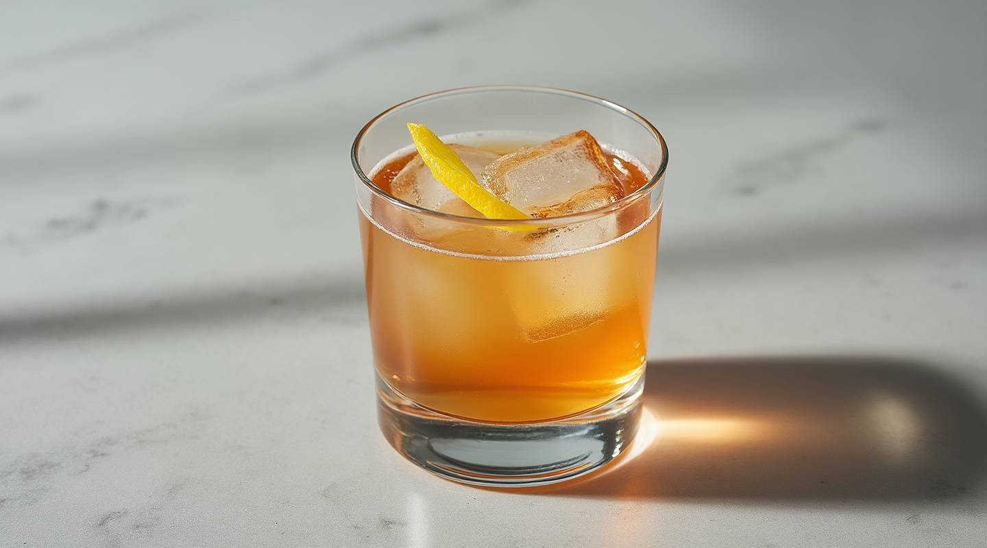 The Bluff cocktail served in a Nick & Nora glass