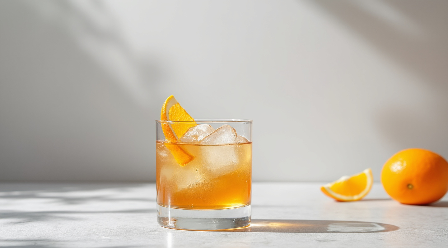 Godmother cocktail served in an Old Fashioned glass.