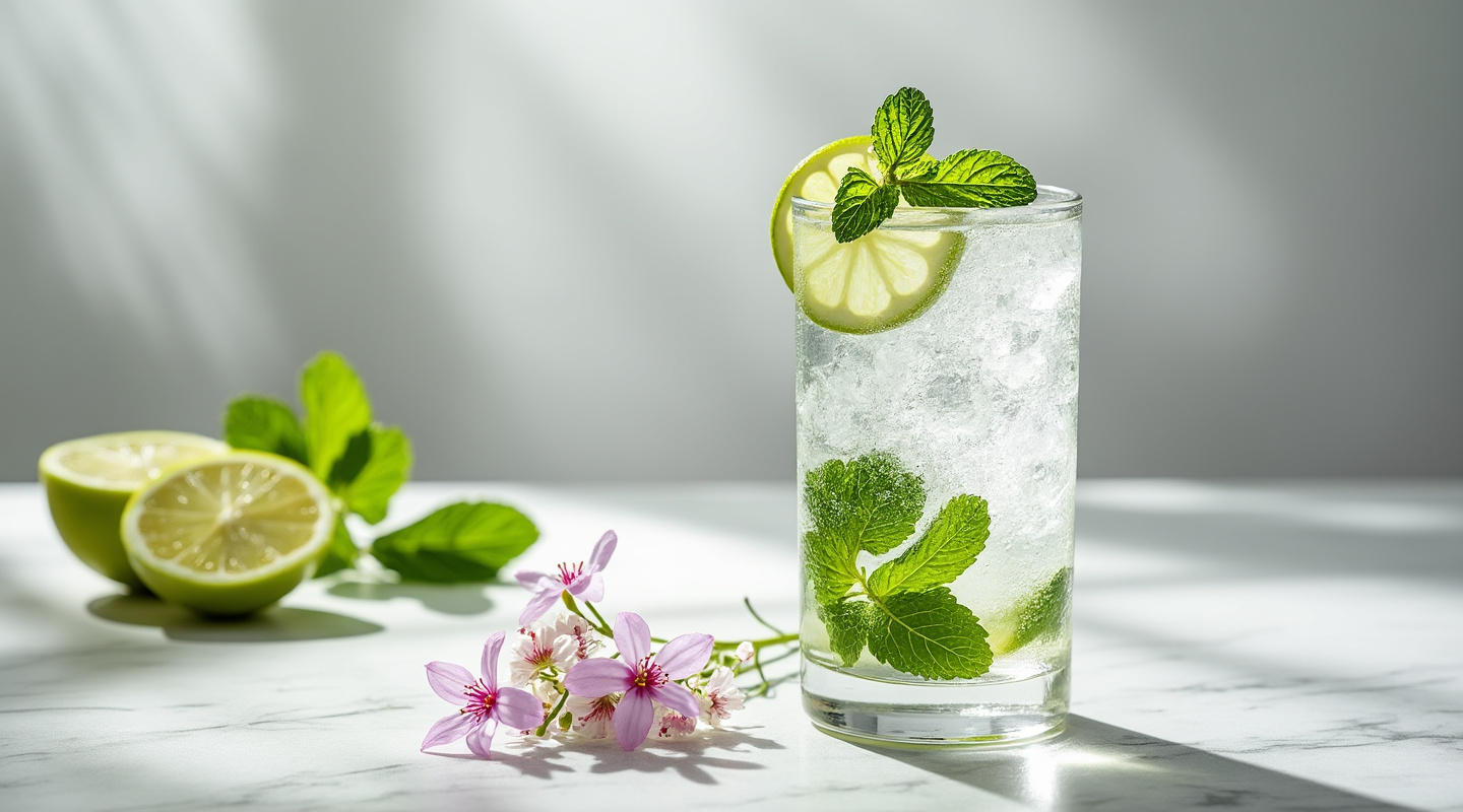 Garden G&T served in a glass