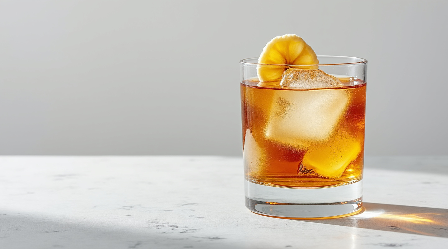 Banana Old Fashioned in an old-fashioned glass