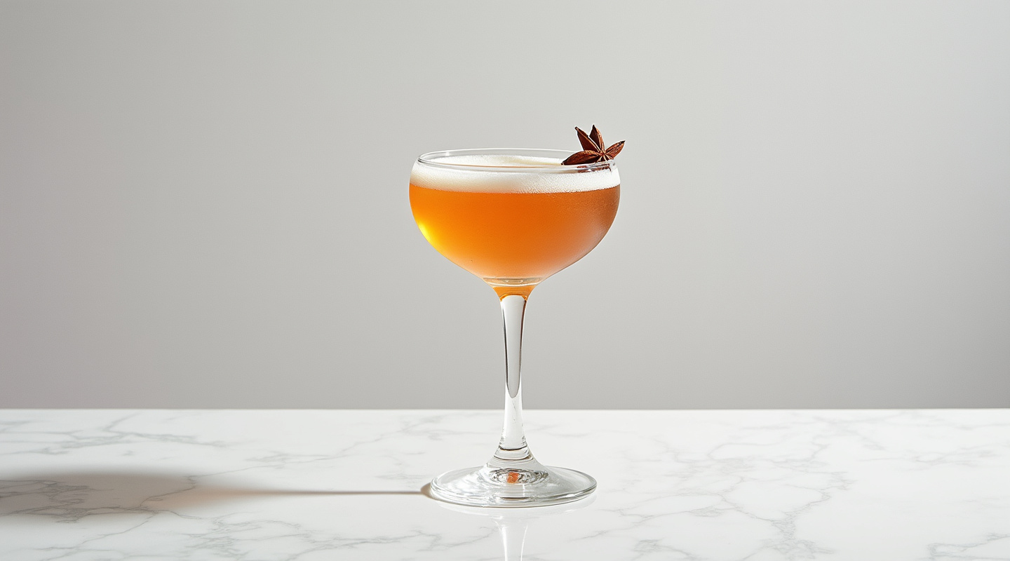 Kummel Ye Faithful Cocktail in a Nick & Nora glass