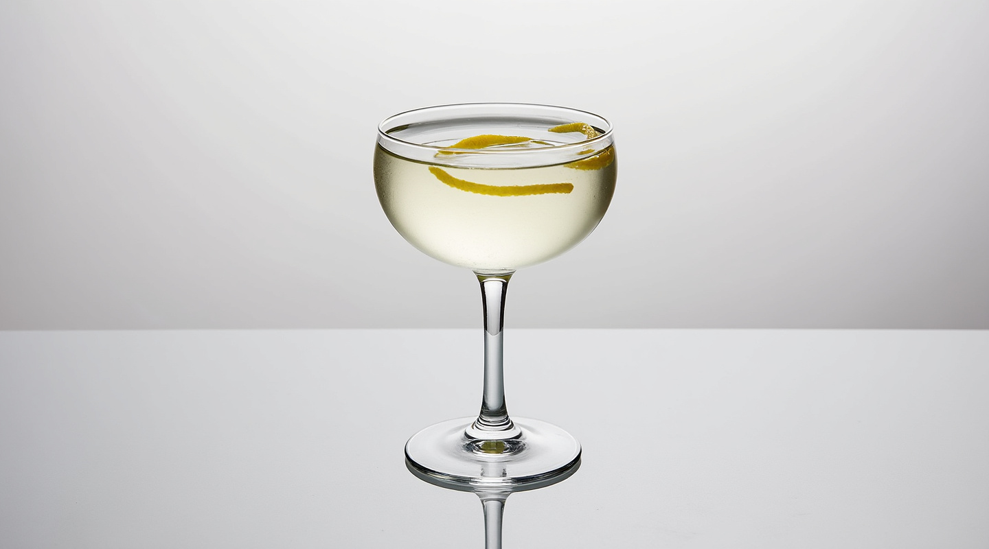 Blackthorn No. 4 cocktail served in a Coupe glass with a lemon zest garnish