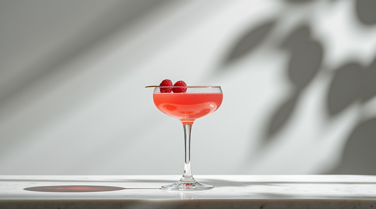 Belmont cocktail with a creamy appearance in a coupe glass