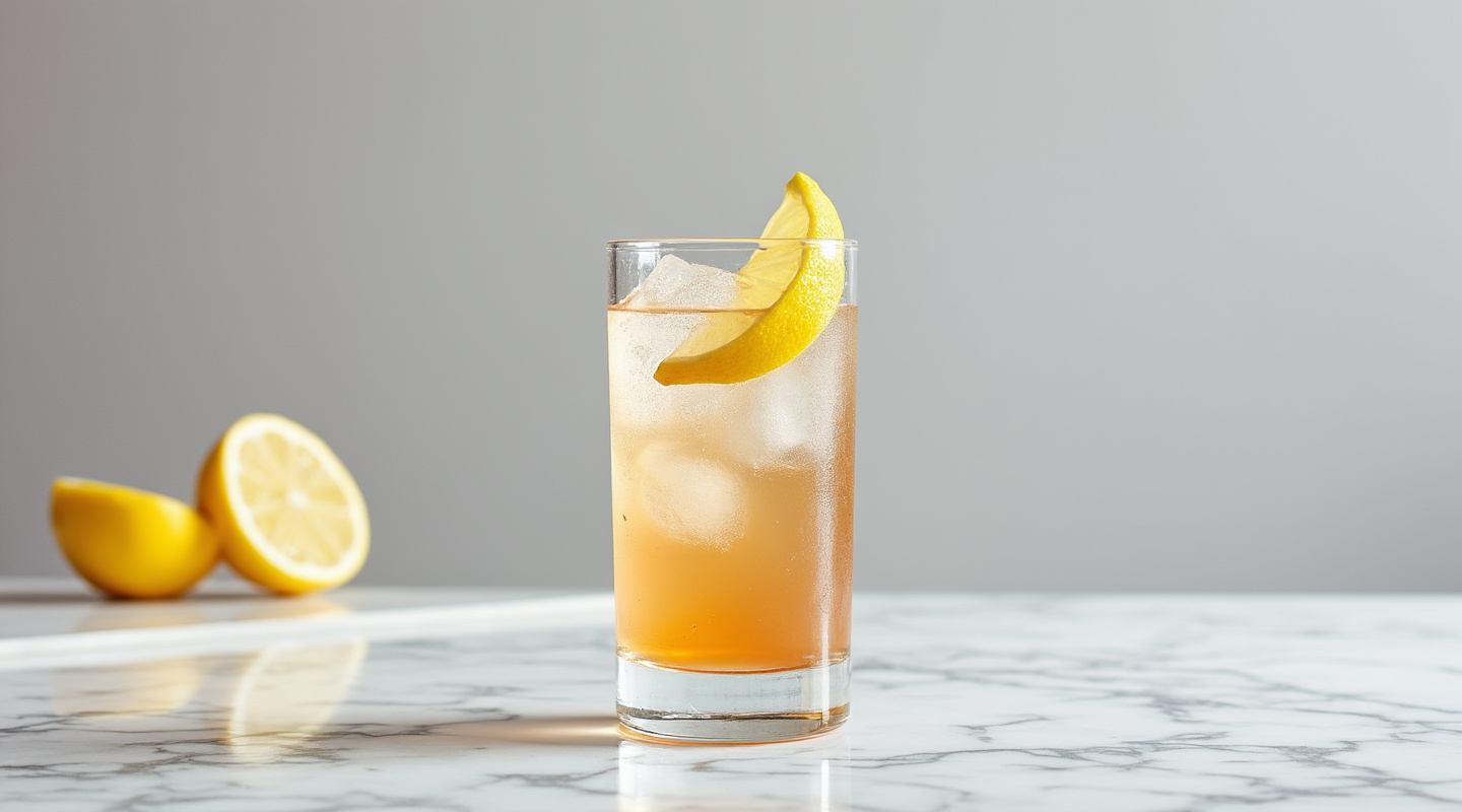 Core Blimey whiskey cocktail with apple juice in a Collins glass