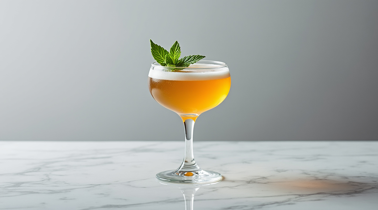 Bold Botanist Gin Sour in a beautiful Coupe glass