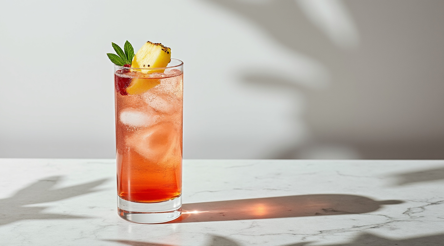 This is Monkey cocktail served in a Collins glass
