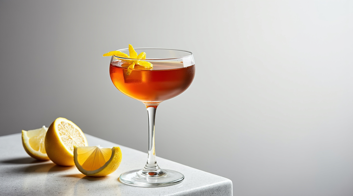 Intercontinental cocktail served in a Nick & Nora glass