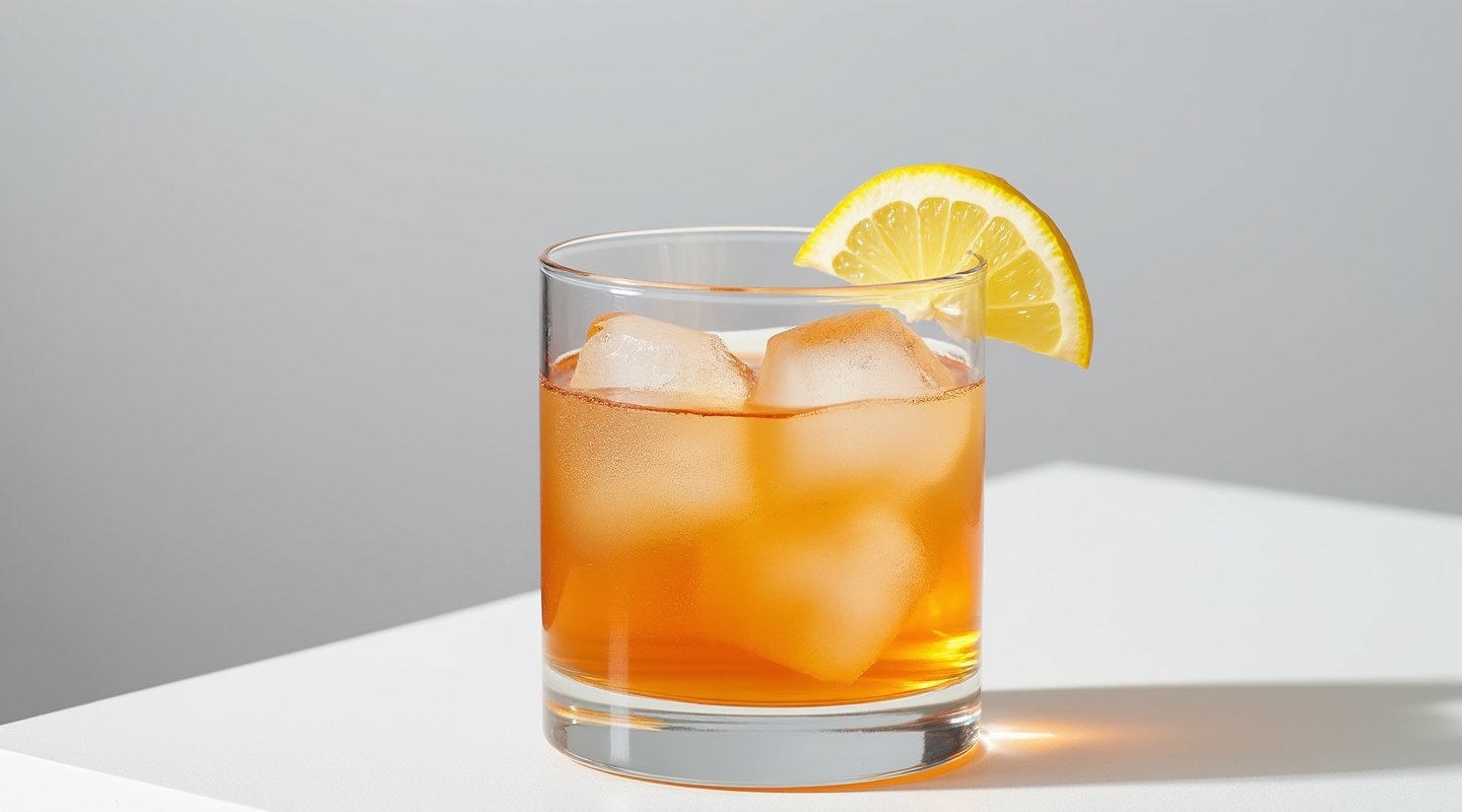 Mezcaletti cocktail served in a pre-chilled Old-fashioned glass, garnished with a lemon zest twist.